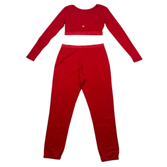 Savage X Fenty Cotton Jersey Sleep Pant & Cotton Jersey Crop Top Set L Pajamas - Picture 13 of 14